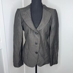Armani Collezioni Women Brown Blazer‎ 3 Buttons Made in Italy Size 8 Ramie Blend